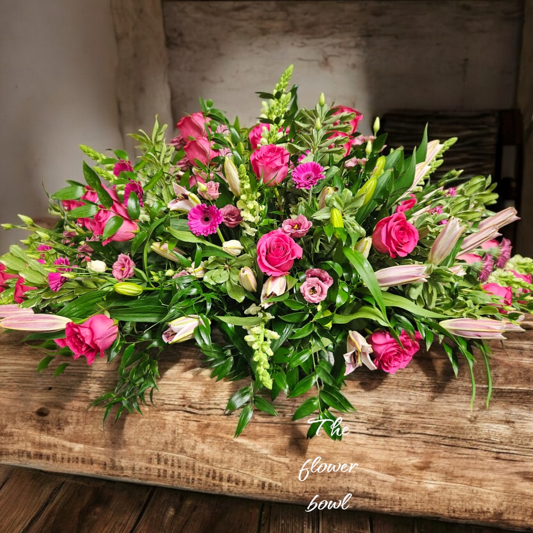 Cerise casket spray